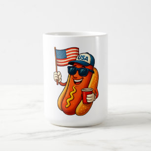 4th of July Hotdog Funny Patriotic USA Flag Coffee Mug