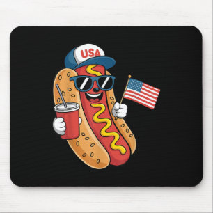 4th Of July Hotdog Funny Patriotic Usa Flag Fourth Mouse Pad