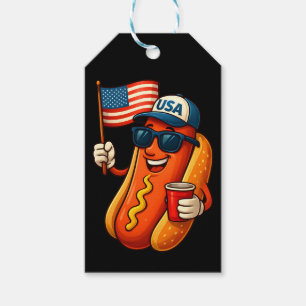 4th of July Hotdog Funny Patriotic USA Flag Gift Tags