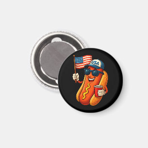 4th of July Hotdog Funny Patriotic USA Flag Magnet