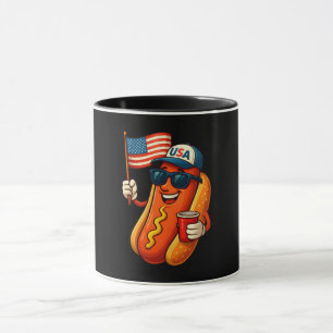 4th of July Hotdog Funny Patriotic USA Flag Mug