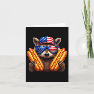 4th Of July Hotdog Funny Racoon Patriotic Cute Us Card