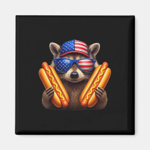 4th Of July Hotdog Funny Racoon Patriotic Cute Us Magnet