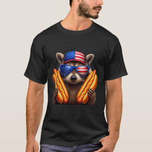 4th Of July Hotdog Funny Racoon Patriotic Cute Us T-Shirt