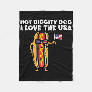4th Of July Hotdog Hot Diggity Dog Patriotic Women Fleece Blanket