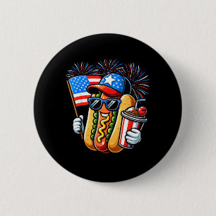 4th of July Hotdog Independence Day Patriotic 6 Cm Round Badge