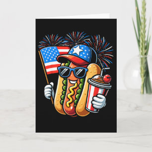 4th Of July Hotdog Independence Day Patriotic Four Card