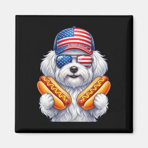4th of july hotdog maltes funny patriotic usa flag magnet