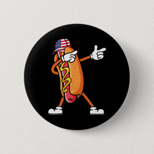 4th Of July Hotdog Sungles America Flag Independen 6 Cm Round Badge