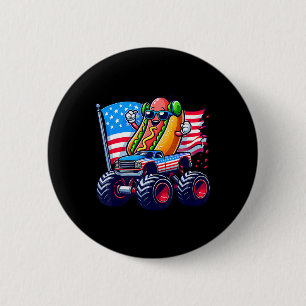 4th Of July Hotdog Sungles Monster Truck American  6 Cm Round Badge