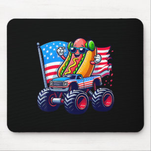 4th Of July Hotdog Sungles Monster Truck American  Mouse Pad