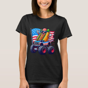 4th Of July Hotdog Sungles Monster Truck American T-Shirt