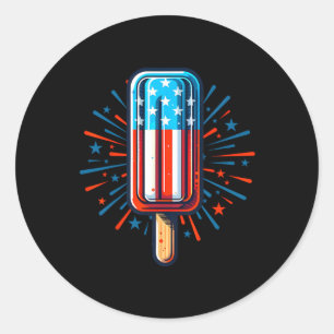 4th Of July Ice Cream American Flag Patriotic Summ Classic Round Sticker