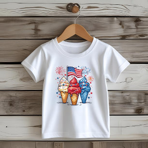 4th of July Ice Cream USA Flag Kids T-Shirt