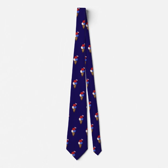 4th of July Ice Cream USA Flag  Tie (Front)
