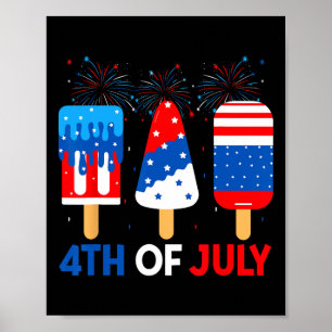 4th Of July Ice Creams Funny Patriotic American Fl Poster