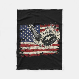 4th Of July Ice Hockey Puck Flag Patriotic Men Fleece Blanket
