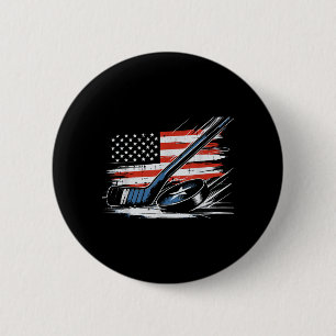 4th Of July Ice Hockey Stick Puck Flag Men Boys 6 Cm Round Badge