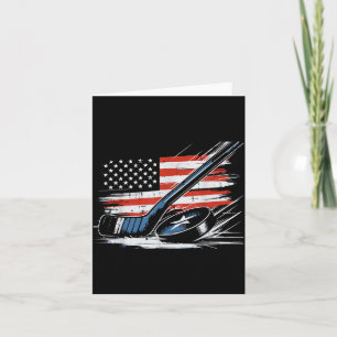 4th Of July Ice Hockey Stick Puck Flag Men Boys Card