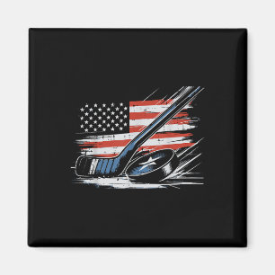 4th Of July Ice Hockey Stick Puck Us Flag Men Boys Magnet