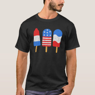 4th Of July Ice Pops Red White Blue American Flag T-Shirt