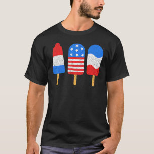 4th Of July Ice Pops Red White Blue American Flag T-Shirt