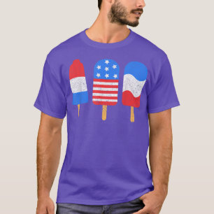 4th Of July Ice Pops Red White Blue American Flag T-Shirt