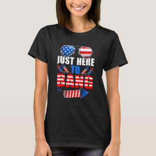 4th Of July I'm Just Here To Bang Usa Flag Sunglas T-Shirt