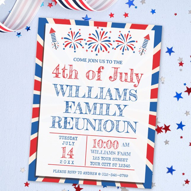 4th of July Independence American Family Reunion Postcard (Close up)