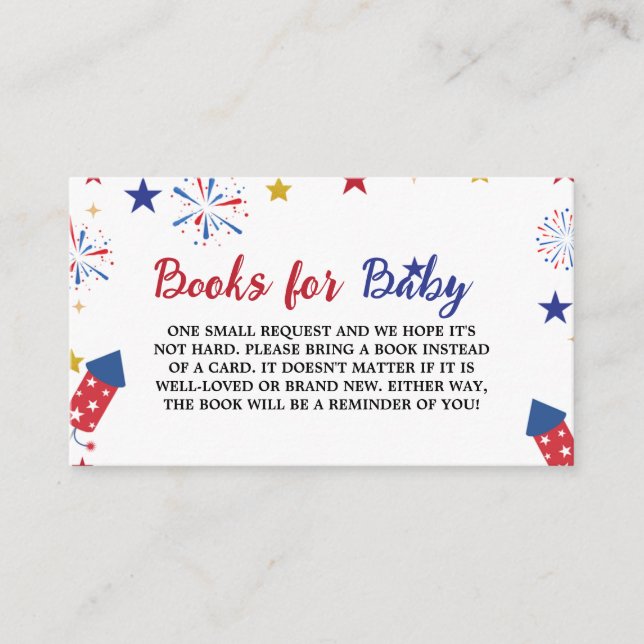 4th of July Independence Baby Shower Book Request  Enclosure Card (Front)