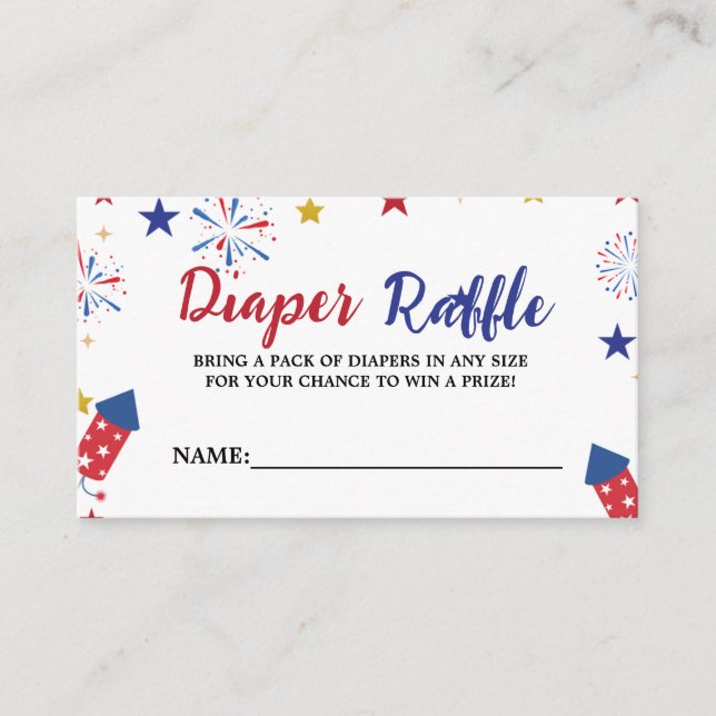 4th of July Independence Baby Shower Diaper Raffle Enclosure Card (Front)