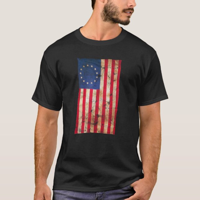 4th of July Independence Betsy Ross 1776 USA Flag T-Shirt (Front)