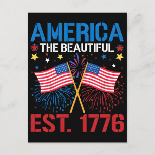4th of july independence day america est 1776 holiday postcard