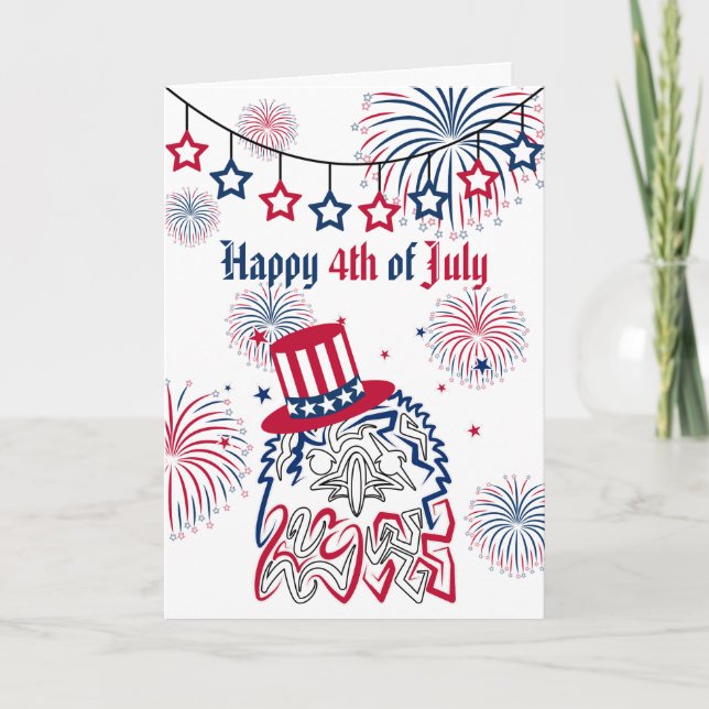 4th of July Independence Day American Eagle Card (Front)