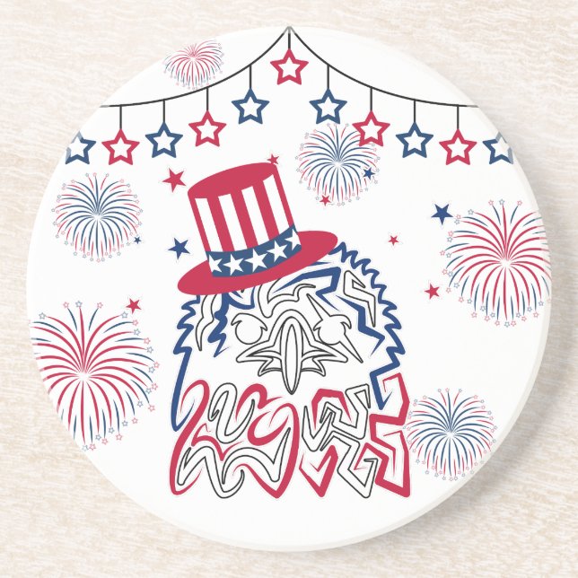 4th of July Independence Day American Eagle Coaster (Front)