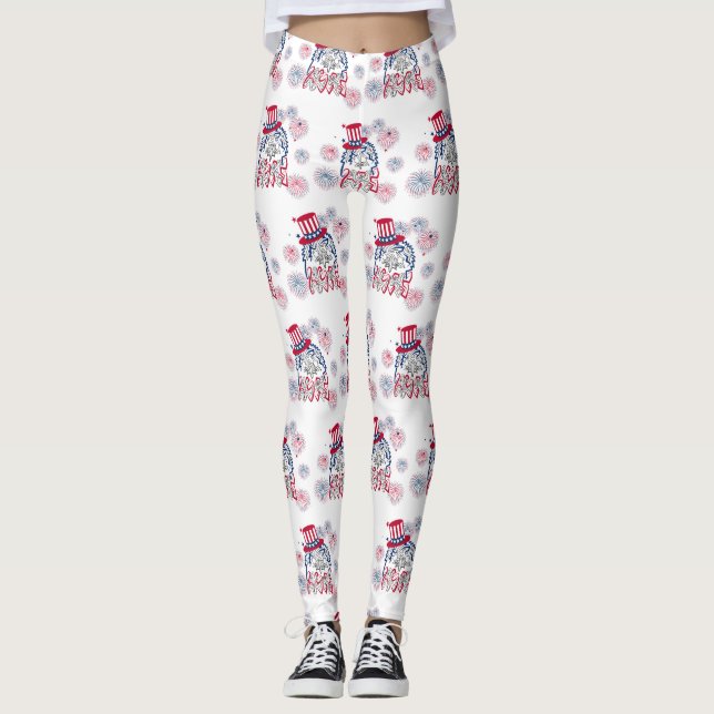 4th of July Independence Day American Eagle Leggings (Front)