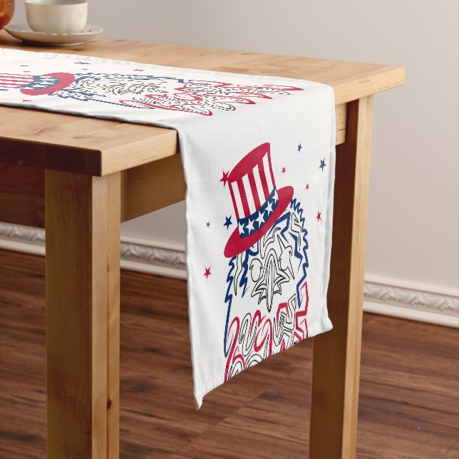 4th of July Independence Day American Eagle Short Table Runner (In Situ)