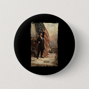 4th Of July Independence Day American Flag Abraham 6 Cm Round Badge