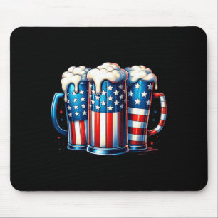 4th of July Independence Day American Flag Beer Mouse Pad