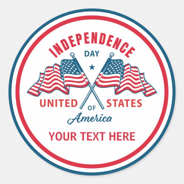 4th of July Independence day American Flag Classic Round Sticker (Front)
