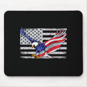 4th Of July Independence Day American Flag Eagle Mouse Pad
