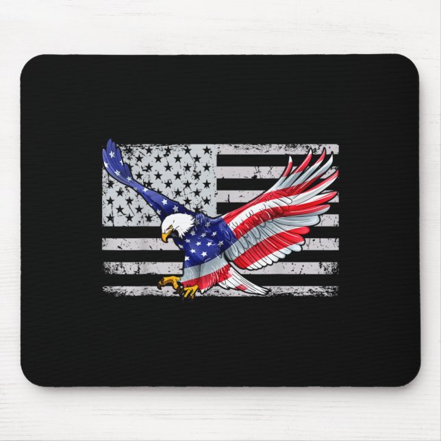 4th Of July Independence Day American Flag Eagle Mouse Pad (Front)