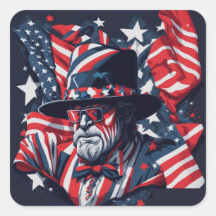 4th Of July Independence Day American flag Square Sticker