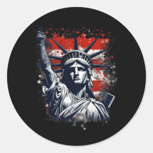 4th Of July Independence Day American Statue Of Li Classic Round Sticker