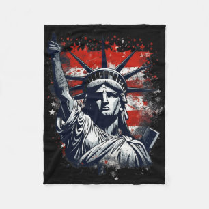 4th Of July Independence Day American Statue Of Li Fleece Blanket