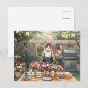 4th of July Independence Day barbecue party  Holiday Postcard