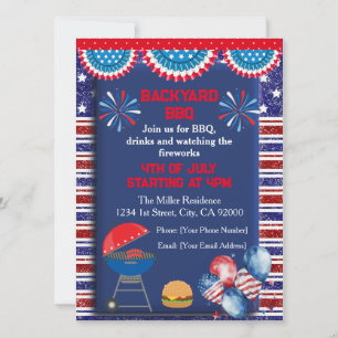 4th of July Independence day Bbq party design Invitation