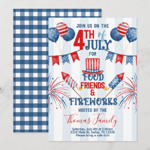 4th of July Independence Day BBQ Party Invitation