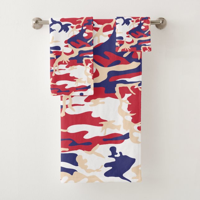 4th of July, Independence day, Camouflage Beige Bath Towel Set (Insitu)
