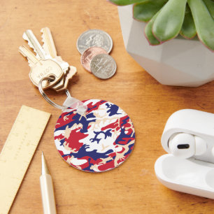 4th of July, Independence day, Camouflage Beige Key Ring